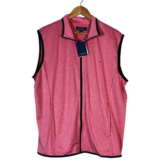 NWT Crown & Ivy Performance Vest Mens M Salmon Pink Full Zip Golf Preppy Casual - Picture 1 of 5